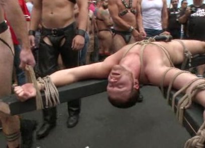 Cock hungry whore cattle prodded and fucked at Dore Alley Street Fair