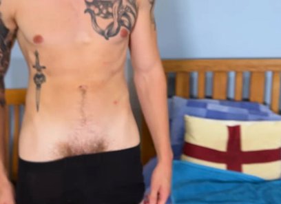 Young Muscular Hunk gets Fingered for the 1st Time & his Monster Uncut Cock is Rock Hard & Cums!